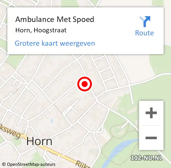 Locatie op kaart van de 112 melding: Ambulance Met Spoed Naar Horn, Hoogstraat op 27 februari 2023 15:45