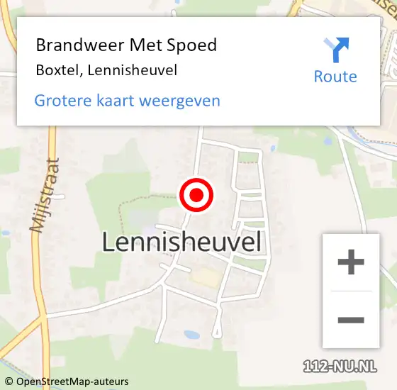 Locatie op kaart van de 112 melding: Brandweer Met Spoed Naar Boxtel, Lennisheuvel op 27 februari 2023 15:57