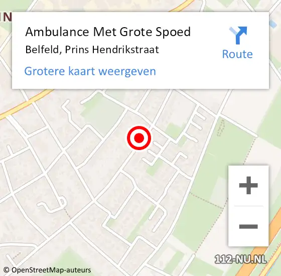 Locatie op kaart van de 112 melding: Ambulance Met Grote Spoed Naar Belfeld, Prins Hendrikstraat op 27 februari 2023 16:00