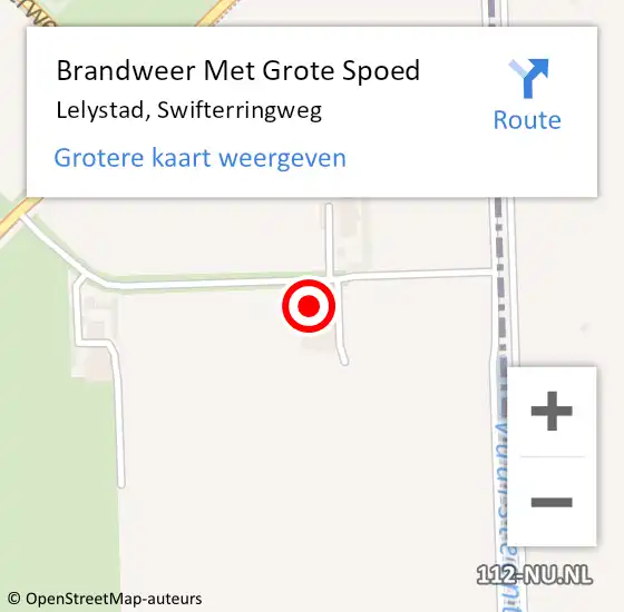 Locatie op kaart van de 112 melding: Brandweer Met Grote Spoed Naar Lelystad, Swifterringweg op 27 februari 2023 16:11