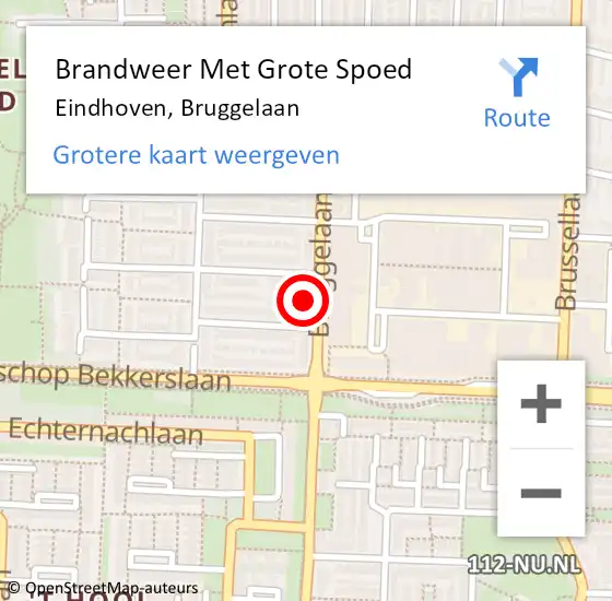 Locatie op kaart van de 112 melding: Brandweer Met Grote Spoed Naar Eindhoven, Bruggelaan op 27 februari 2023 16:26