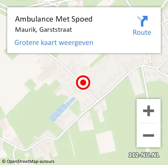 Locatie op kaart van de 112 melding: Ambulance Met Spoed Naar Maurik, Garststraat op 27 februari 2023 16:31