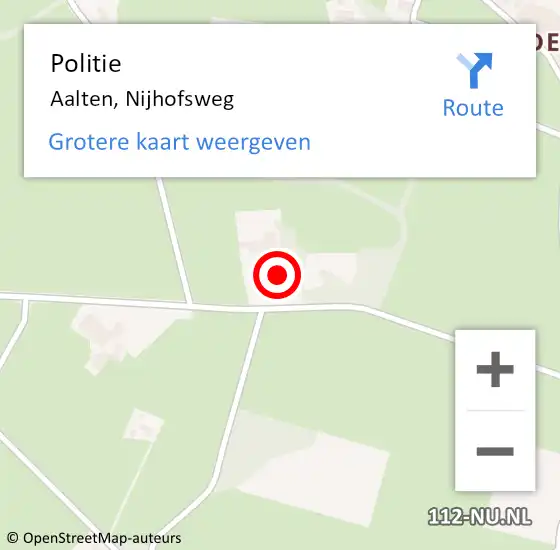 Locatie op kaart van de 112 melding: Politie Aalten, Nijhofsweg op 27 februari 2023 16:43