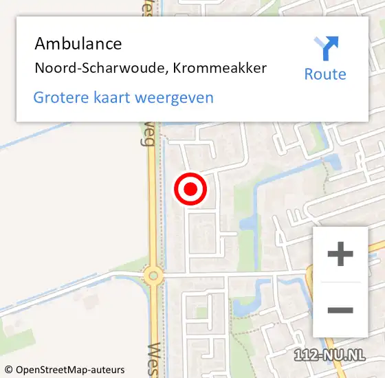 Locatie op kaart van de 112 melding: Ambulance Noord-Scharwoude, Krommeakker op 27 februari 2023 16:59