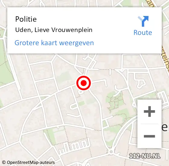 Locatie op kaart van de 112 melding: Politie Uden, Lieve Vrouwenplein op 27 februari 2023 17:06