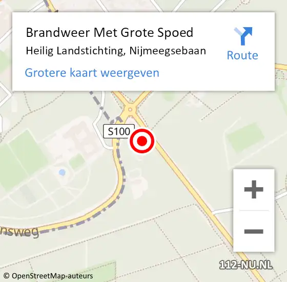 Locatie op kaart van de 112 melding: Brandweer Met Grote Spoed Naar Heilig Landstichting, Nijmeegsebaan op 27 februari 2023 17:11