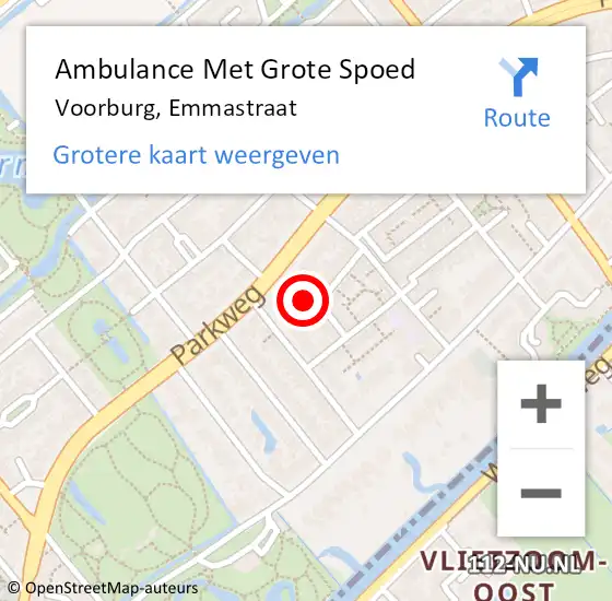 Locatie op kaart van de 112 melding: Ambulance Met Grote Spoed Naar Voorburg, Emmastraat op 27 februari 2023 17:29