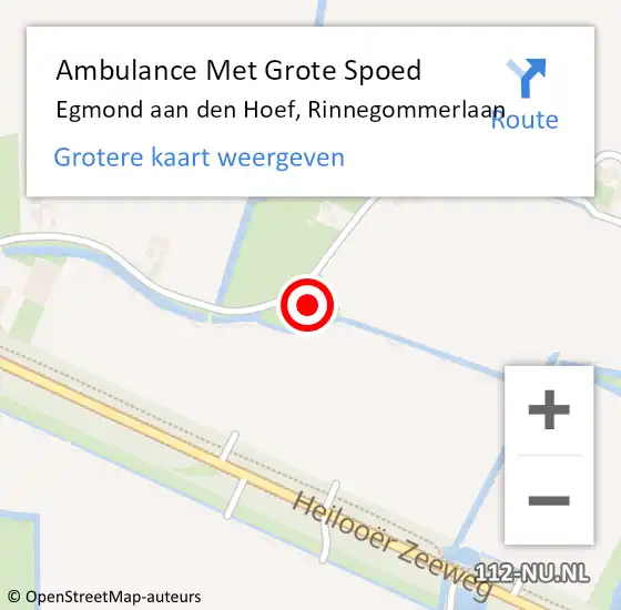 Locatie op kaart van de 112 melding: Ambulance Met Grote Spoed Naar Egmond aan den Hoef, Rinnegommerlaan op 27 februari 2023 17:56