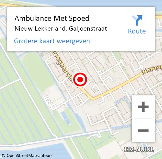 Locatie op kaart van de 112 melding: Ambulance Met Spoed Naar Nieuw-Lekkerland, Galjoenstraat op 27 februari 2023 18:22