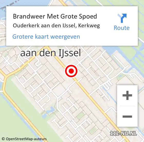 Locatie op kaart van de 112 melding: Brandweer Met Grote Spoed Naar Ouderkerk aan den IJssel, Kerkweg op 27 februari 2023 18:42