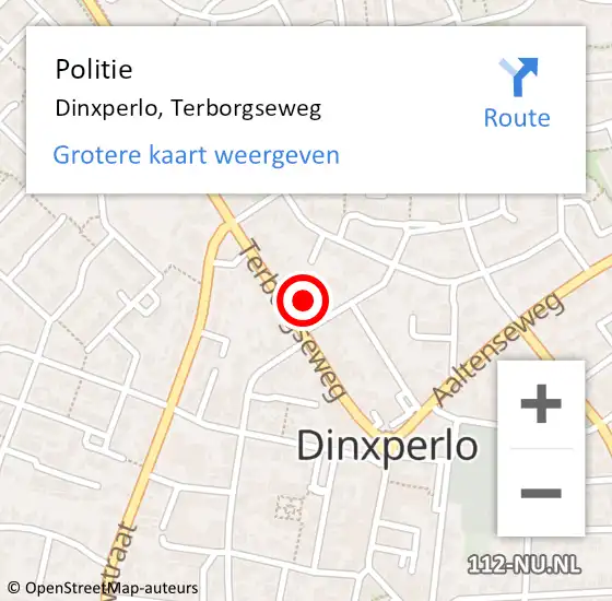 Locatie op kaart van de 112 melding: Politie Dinxperlo, Terborgseweg op 27 februari 2023 18:42