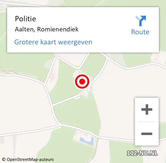 Locatie op kaart van de 112 melding: Politie Aalten, Romienendiek op 27 februari 2023 18:44