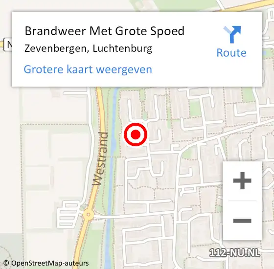 Locatie op kaart van de 112 melding: Brandweer Met Grote Spoed Naar Zevenbergen, Luchtenburg op 27 februari 2023 18:45