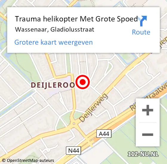 Locatie op kaart van de 112 melding: Trauma helikopter Met Grote Spoed Naar Wassenaar, Gladiolusstraat op 27 februari 2023 19:15