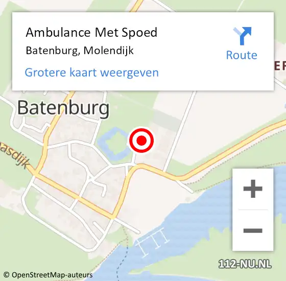 Locatie op kaart van de 112 melding: Ambulance Met Spoed Naar Batenburg, Molendijk op 27 februari 2023 19:23