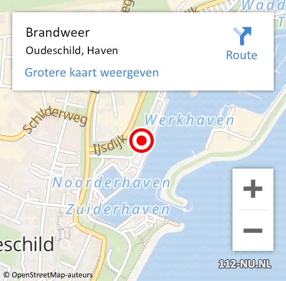 Locatie op kaart van de 112 melding: Brandweer Oudeschild, Haven op 27 februari 2023 19:30