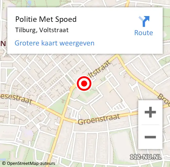 Locatie op kaart van de 112 melding: Politie Met Spoed Naar Tilburg, Voltstraat op 27 februari 2023 19:30