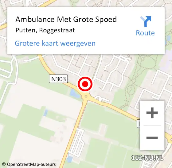 Locatie op kaart van de 112 melding: Ambulance Met Grote Spoed Naar Putten, Roggestraat op 27 februari 2023 19:33