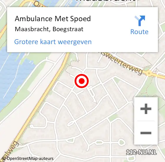 Locatie op kaart van de 112 melding: Ambulance Met Spoed Naar Maasbracht, Boegstraat op 27 februari 2023 19:37