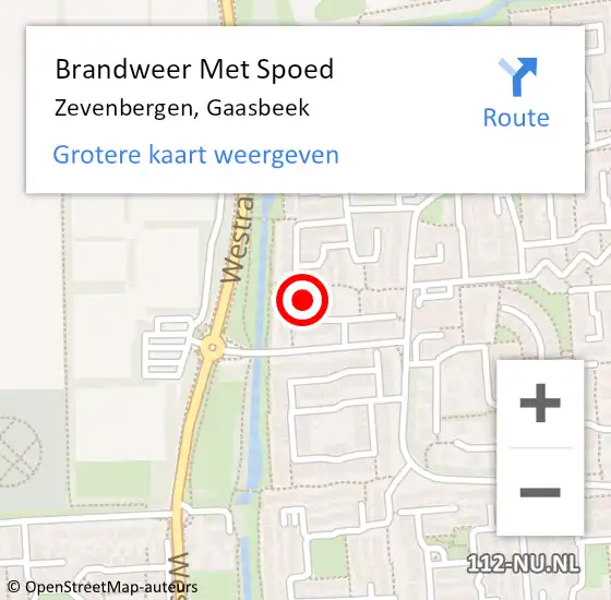 Locatie op kaart van de 112 melding: Brandweer Met Spoed Naar Zevenbergen, Gaasbeek op 27 februari 2023 19:41