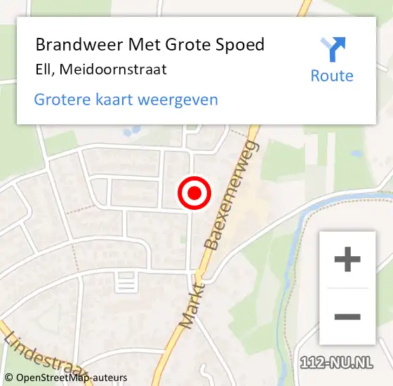 Locatie op kaart van de 112 melding: Brandweer Met Grote Spoed Naar Ell, Meidoornstraat op 27 februari 2023 19:49