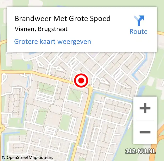 Locatie op kaart van de 112 melding: Brandweer Met Grote Spoed Naar Vianen, Brugstraat op 27 februari 2023 20:41