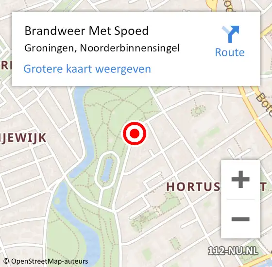 Locatie op kaart van de 112 melding: Brandweer Met Spoed Naar Groningen, Noorderbinnensingel op 27 februari 2023 21:02