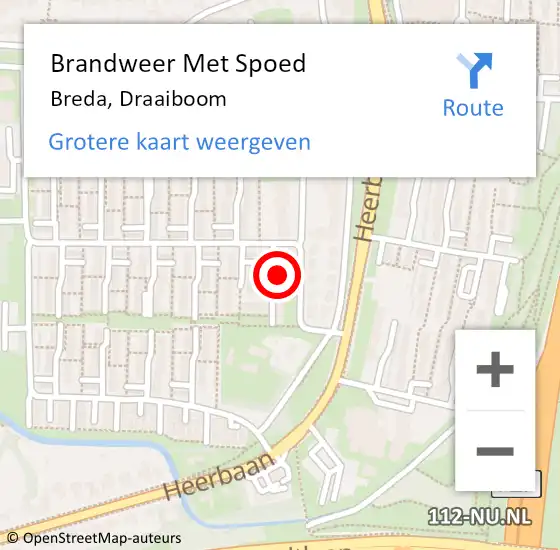 Locatie op kaart van de 112 melding: Brandweer Met Spoed Naar Breda, Draaiboom op 27 februari 2023 21:03