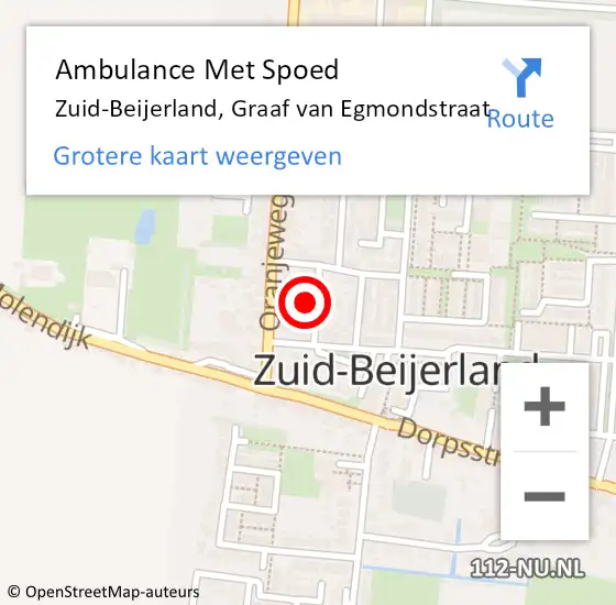 Locatie op kaart van de 112 melding: Ambulance Met Spoed Naar Zuid-Beijerland, Graaf van Egmondstraat op 27 februari 2023 21:21