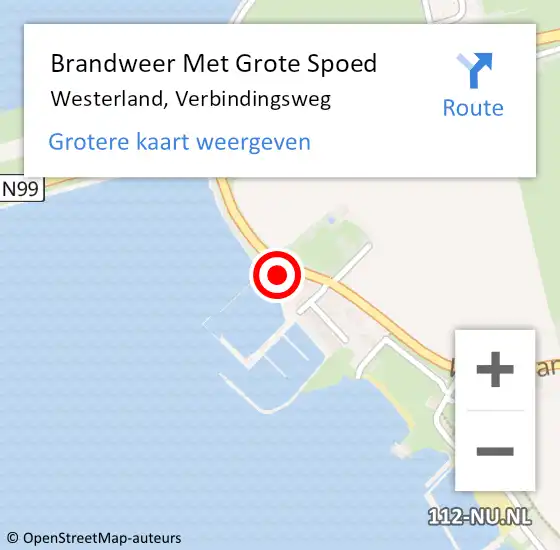 Locatie op kaart van de 112 melding: Brandweer Met Grote Spoed Naar Westerland, Verbindingsweg op 27 februari 2023 21:52