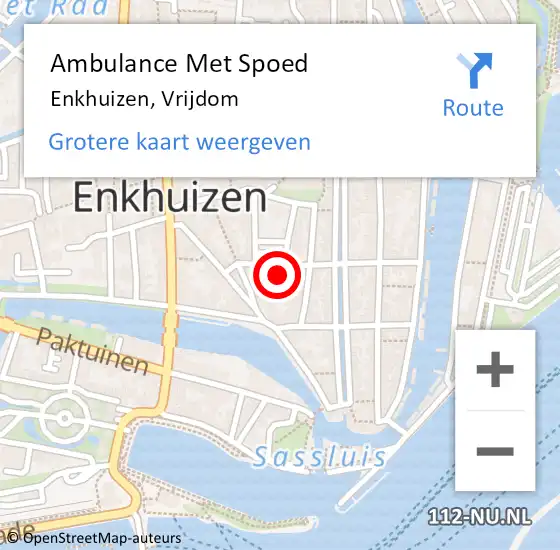 Locatie op kaart van de 112 melding: Ambulance Met Spoed Naar Enkhuizen, Vrijdom op 27 februari 2023 23:06