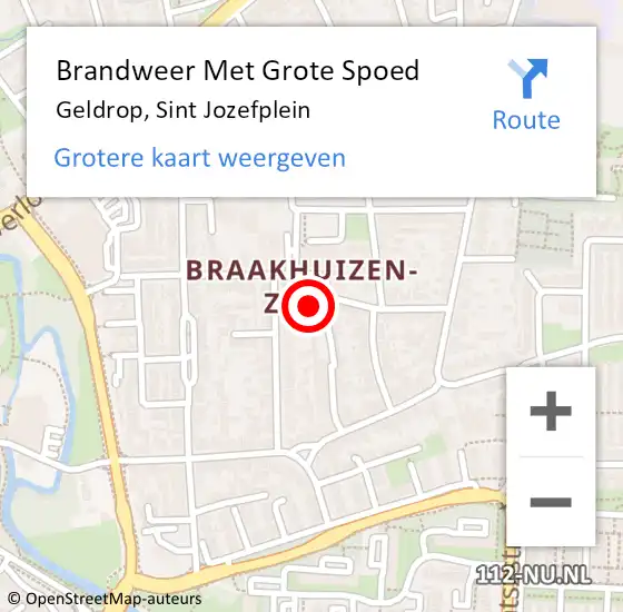 Locatie op kaart van de 112 melding: Brandweer Met Grote Spoed Naar Geldrop, Sint Jozefplein op 27 februari 2023 23:07