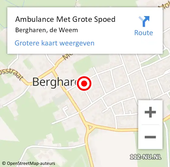 Locatie op kaart van de 112 melding: Ambulance Met Grote Spoed Naar Bergharen, de Weem op 27 februari 2023 23:07