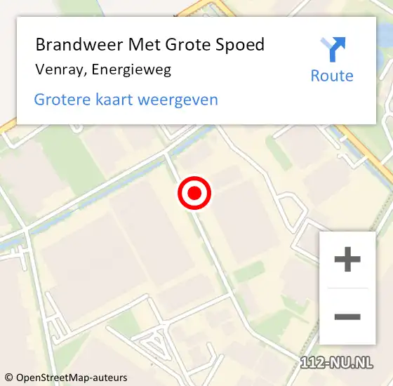 Locatie op kaart van de 112 melding: Brandweer Met Grote Spoed Naar Venray, Energieweg op 28 februari 2023 00:29