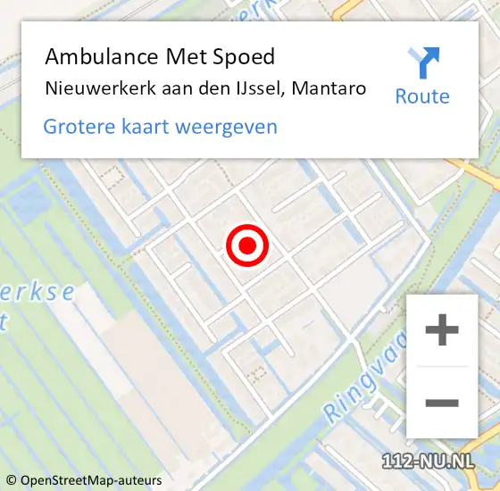 Locatie op kaart van de 112 melding: Ambulance Met Spoed Naar Nieuwerkerk aan den IJssel, Mantaro op 28 februari 2023 00:30