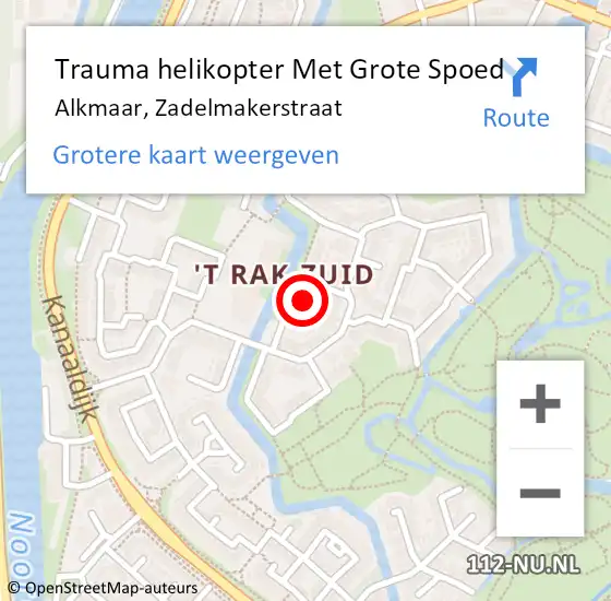 Locatie op kaart van de 112 melding: Trauma helikopter Met Grote Spoed Naar Alkmaar, Zadelmakerstraat op 28 februari 2023 01:08