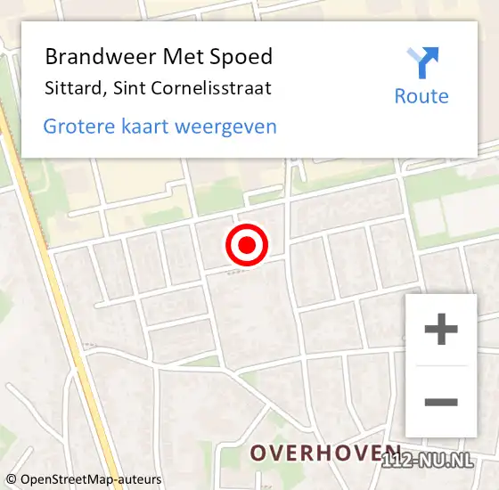 Locatie op kaart van de 112 melding: Brandweer Met Spoed Naar Sittard, Sint Cornelisstraat op 28 februari 2023 01:47