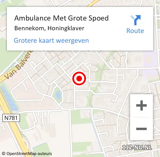 Locatie op kaart van de 112 melding: Ambulance Met Grote Spoed Naar Bennekom, Honingklaver op 28 februari 2023 01:57