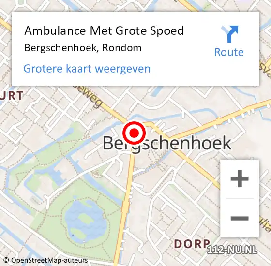 Locatie op kaart van de 112 melding: Ambulance Met Grote Spoed Naar Bergschenhoek, Rondom op 28 februari 2023 02:59