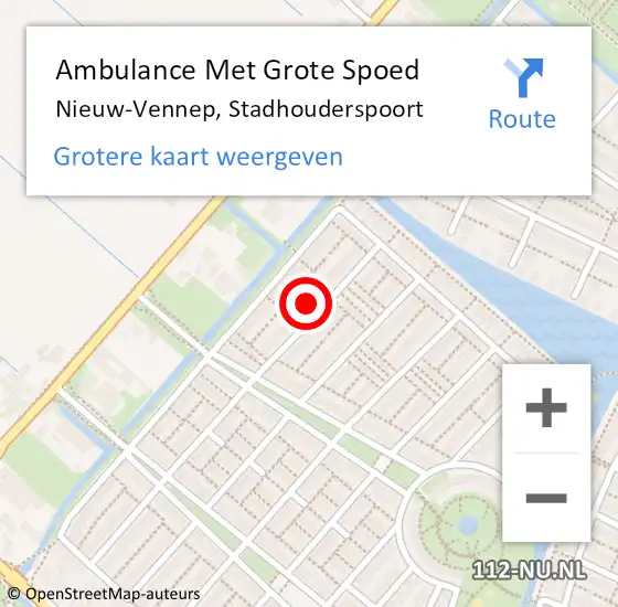 Locatie op kaart van de 112 melding: Ambulance Met Grote Spoed Naar Nieuw-Vennep, Stadhouderspoort op 28 februari 2023 03:37