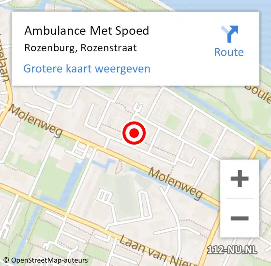 Locatie op kaart van de 112 melding: Ambulance Met Spoed Naar Rozenburg, Rozenstraat op 28 februari 2023 06:02