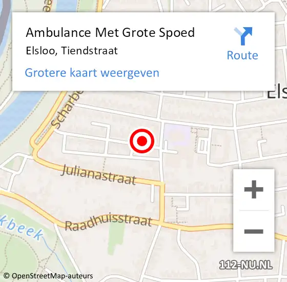 Locatie op kaart van de 112 melding: Ambulance Met Grote Spoed Naar Elsloo, Tiendstraat op 17 augustus 2014 09:04