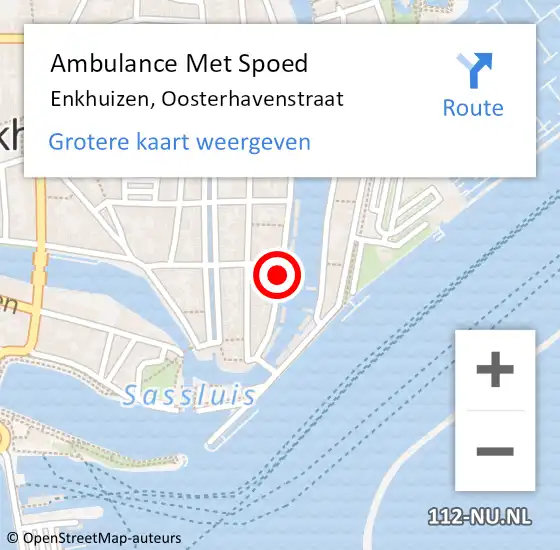 Locatie op kaart van de 112 melding: Ambulance Met Spoed Naar Enkhuizen, Oosterhavenstraat op 28 februari 2023 07:48