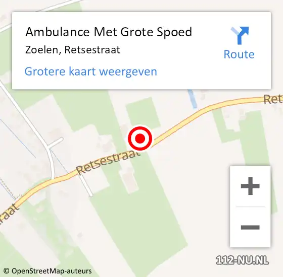 Locatie op kaart van de 112 melding: Ambulance Met Grote Spoed Naar Zoelen, Retsestraat op 28 februari 2023 07:55
