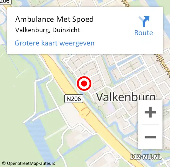 Locatie op kaart van de 112 melding: Ambulance Met Spoed Naar Valkenburg, Duinzicht op 28 februari 2023 08:05