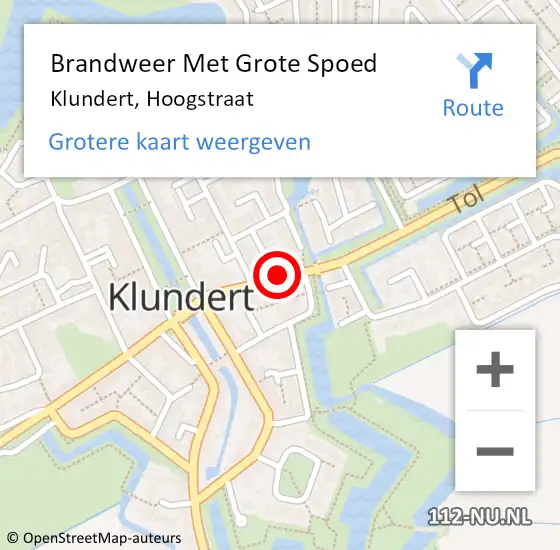 Locatie op kaart van de 112 melding: Brandweer Met Grote Spoed Naar Klundert, Hoogstraat op 28 februari 2023 08:08