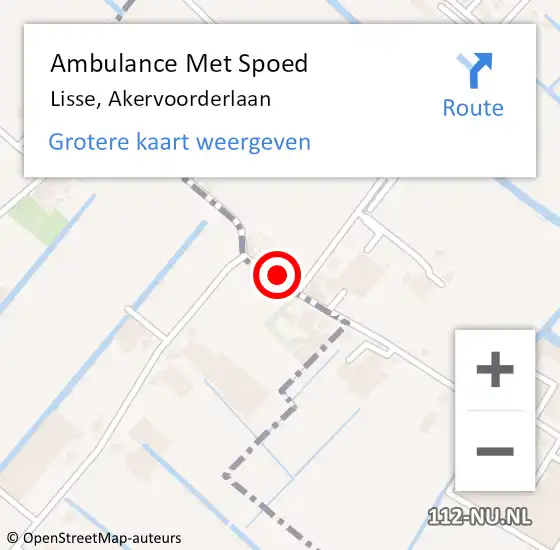 Locatie op kaart van de 112 melding: Ambulance Met Spoed Naar Lisse, Akervoorderlaan op 28 februari 2023 08:16