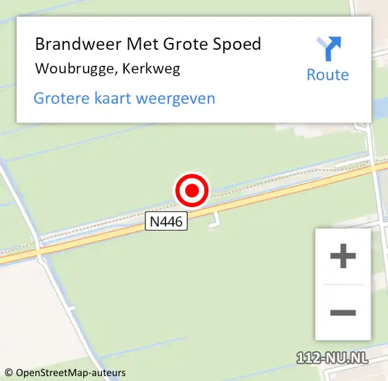 Locatie op kaart van de 112 melding: Brandweer Met Grote Spoed Naar Woubrugge, Kerkweg op 28 februari 2023 08:35