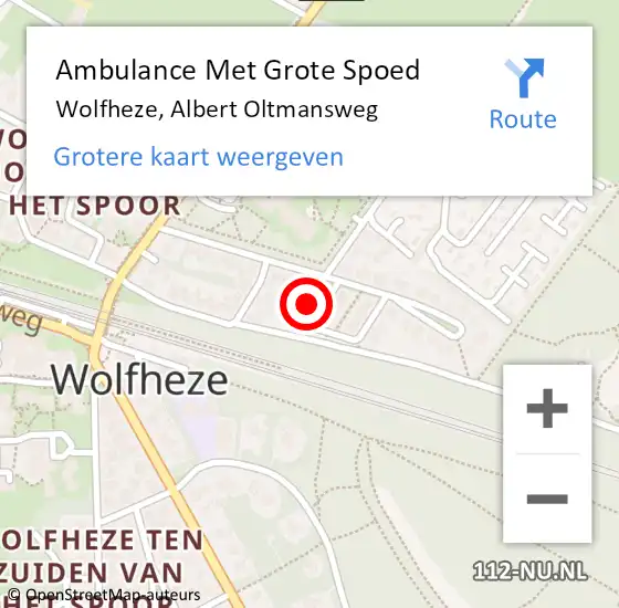 Locatie op kaart van de 112 melding: Ambulance Met Grote Spoed Naar Wolfheze, Albert Oltmansweg op 28 februari 2023 08:36