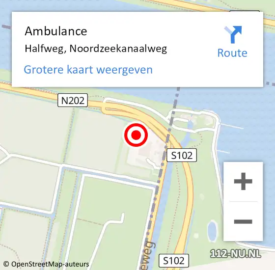 Locatie op kaart van de 112 melding: Ambulance Halfweg, Noordzeekanaalweg op 28 februari 2023 08:45